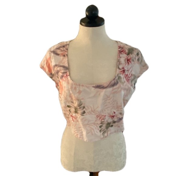 Guess Linen Zip Up Crop Top Size M - Picture 1 of 10